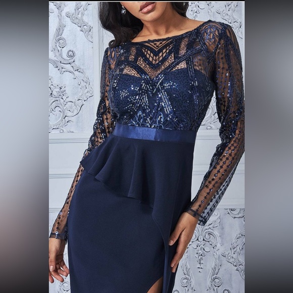 Sequin Bodice with Front Frill Midi dress - Picture 3 of 4